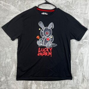 BKYS Mens Black Lucky Charm Voodoo Bunny Graphic T-Shirt 2XL Streetwear Tee